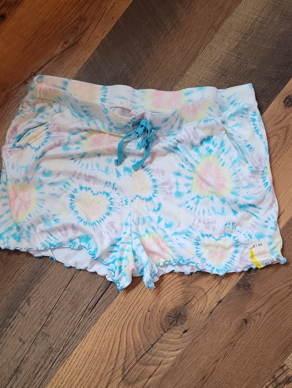 Secret Treasures Pastel Tie-Dye Heart Athletic Shorts - Blue/Multicolor